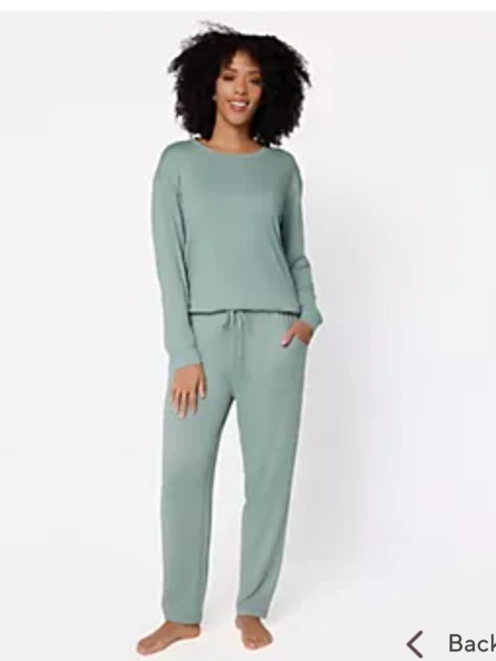 AnyBody Regular Lush Jersey Long Sleeve Top and Ankle Pant Sage Size L NEW - Picture 2 of 3